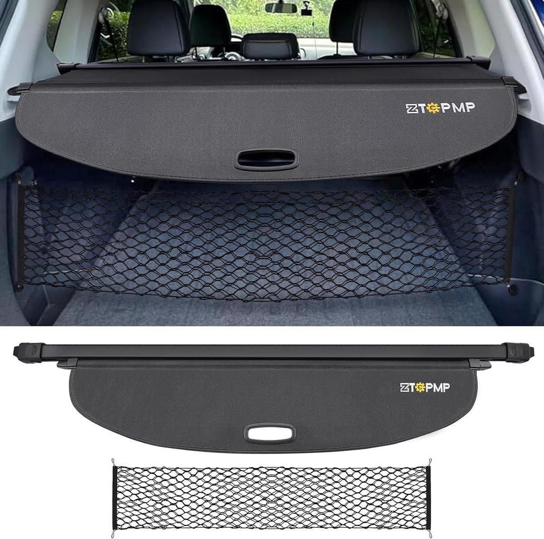 Cargo Cover for Nissan Rogue S SV SL Platinum 2021 2022 2023 2024 2025 2026, Retractable Rear Trunk Cover Luggage Shield Security, Rogue Accessories (Leather + Net)