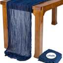 2 Pack 10 Ft Cheesecloth Table Runner Navy Blue Gauze Long Table Runners Boho Gauze Cheese Cloth Table Runner Rustic Sheer Runner for Wedding Party Table Decor ( 35 x 120 Inch )