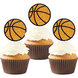 24pcs Basketball Cupcake Toppers - Party Decorations, Player & Baby Shower Themes