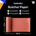 Pink Butcher Paper Roll, 24 inch x 2160" (180'), Made in USA, 40 lb. Food Grade Roll of Butcher Paper for Smoker, Wrapping, or Storing Meats, BBQ Accessories, Unwaxed and Uncoated