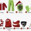 Christmas Green Monster Costume Kids Furry Santa Claus Outfit Christmas Cosplay Costume Holiday Party Dress up (XL)