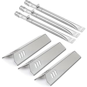 3-Pack 14 3/16" Heat Plate and 15 5/8" Grill Burner Replacement for Uniflame GBC1030W, GBC1030WRS, GBC1134W, GBC1134WBL, Backyard BY14-101-001-05, BY16-101-002-06 Gas Grill, Stainless Steel