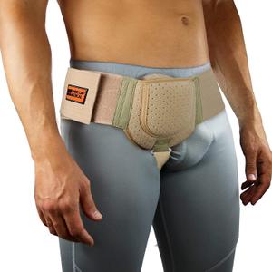 Everyday Medical Inguinal Hernia Support Belt for Men I Fits Left or Right Side I Post Surgery Men and Women's Hernia Support Truss for Inguinal, Groin Hernias I Adjustable Waist Strap I Beige | S/M
