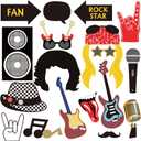 Paper Jazz 18pcs Rock and Roll Birthday Party Decorations Note Guitar Star Photo Booth Props Music Theme Party Supplies Music Party Decoration.