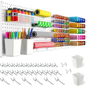 Peg board,Pegboard 32"*32",White Pegboard 4pcs and 32 Peg board Organizer Accessories,Pegboard Wall Organizer,Peg boards,Peg boards for Walls,ABS Plastic Pegboard for Craft Room Garage Kitchen office
