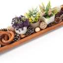 Athaliah Wood Dough Bowl, 31.5 Inchs Natural Solid Wooden Dough Bowls, Rustic Long Wooden Bread Bowl for Table Centerpiece Dining Room Home Kitchen Decor