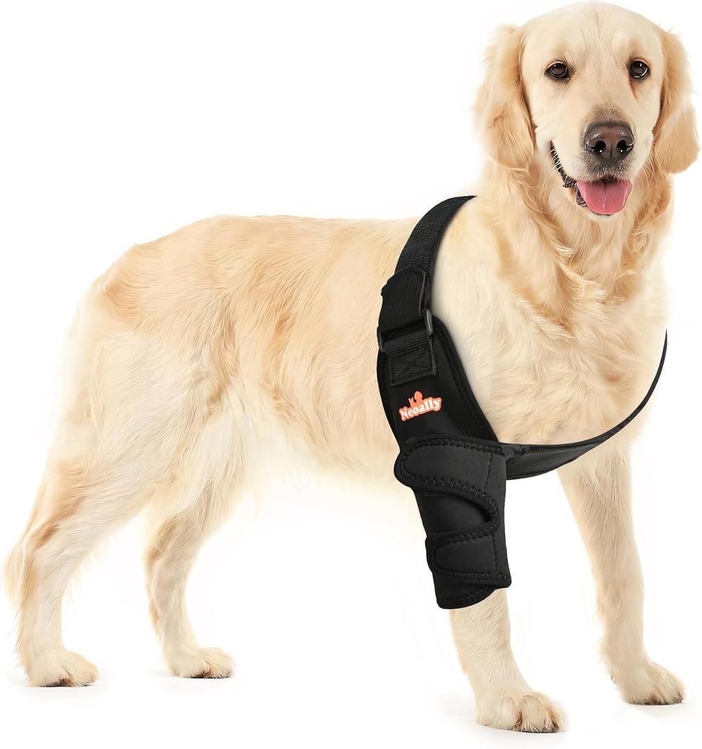 NeoAlly Breathable Dog Elbow Brace Protector Pads for Canine Elbow and Shoulder Support Elbow Hygroma, Dysplasia, Osteoarthritis, Elbow Calluses, Pressure Sores and Shoulder Dislocation (Right Small)