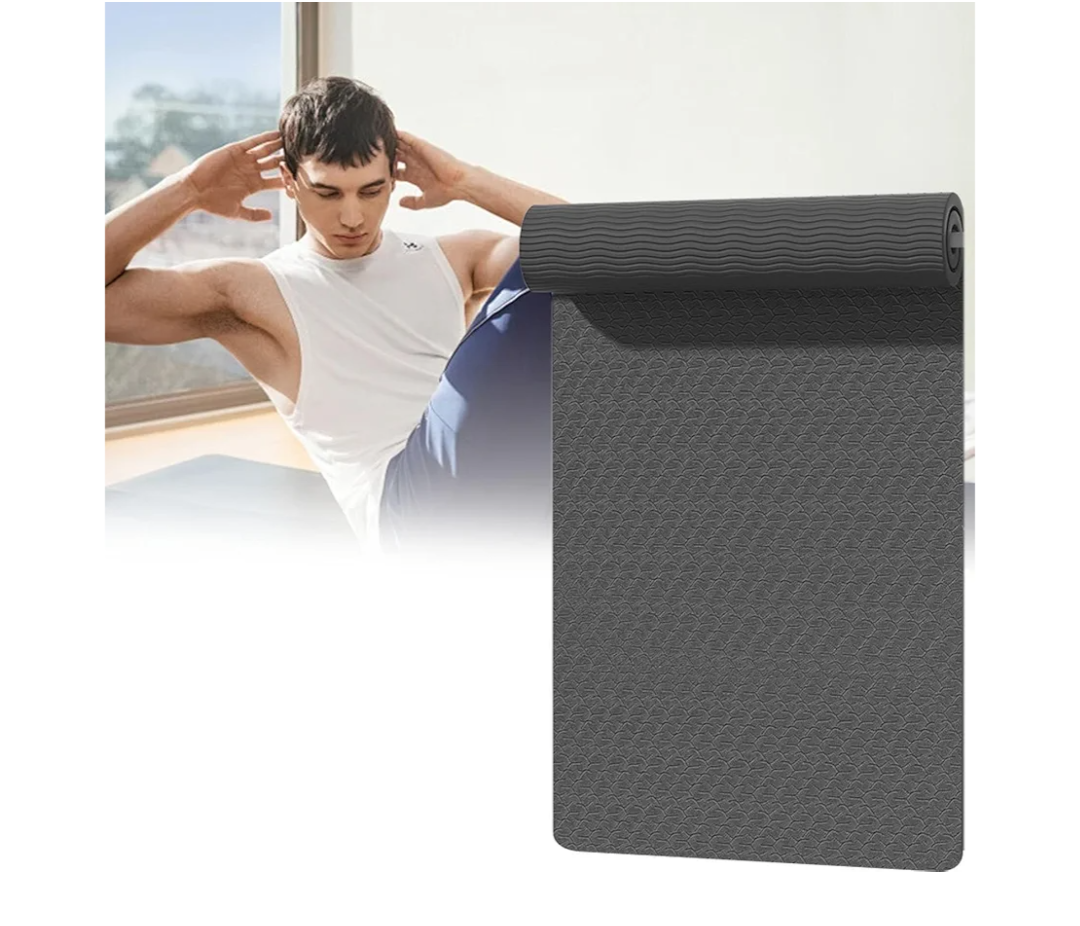 Sound Insulation Extra Long Fitness Mat Non-Slip Exercise Mat Waterproof Multipurpose Workout Mats Large Non Slip Workout Mat Home Gym Foam Floor Protector Mat For Fitne(Size:190x60x0.6cm,Color:black)