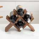 Walnut Wood Wine Storage Rack Countertop, 4 Bottle Wine Rack Free Standing Wine Storage, Wine Shelf Organizer, Perfect for Home Dcor and Wine Gifts, No Need Assembly (Walnut)