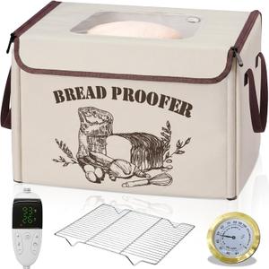 Large Folding Bread Proofing Box, Dough Proofer With 50-113Temp Control & 1-48H Timer, Sourdough Starter Warmer with Humidity Gauge, Foldable Proofing Basket for Bread Baking, Pizza, Yogurt, Kombucha