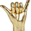 MicDecor Resin Gold Ornament ASL Signal Sculpture, Hand Gesture Decoration Figurine Statue