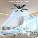 52 Inch Ceiling Fans with Lights, Upgraded 6 Blades Ceiling Fan with Light Remote, Quiet 6 Speed Reversible DC Motor, Modern Design, Flush Mount, 3CCT Dimmable LED, Double Sided for Bedroom Livingroom