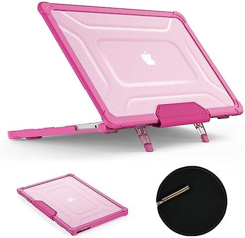 SEYMAC stock Case for MacBook Pro 14 inch, Shock-Absorbing Protection with Folding Stand &Mouse Pad/Bag Case for MacBook Pro 14'' A3112 A3185 A3401 A2918 A2992 2779 2442 m4-m1 2024-2021 (Pink)