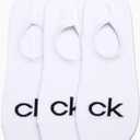 Calvin Klein Mens No Show Socks - 3 Pack Cotton Blend Stretch Soft Cushioned Athletic Casual Low Cut Socks for Men (White)