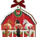 2 x Funny Horses Christmas Ornament 2025 - Farm Animal Ornaments for Christmas Tree, Horse Gifts for Farmers Women, Men, Wooden Farm Ornament for Family, Friends, Animal Lovers Gift Ideas