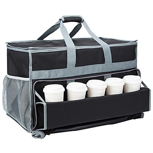 PACMAXI Insulated Food Delivery Bag XXL, 23''x14''x14'' Delivery Bag with Cups Holder, Food Delivery Bag Suitable for Delivery (Black)