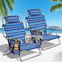 Beach Chair, Lay Flat Folding Backpack Beach Chairs with 5 Position 2 Pack