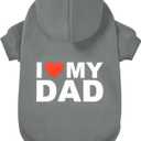 GreenJoy Dog Sweater Dog Hoodie Cold Weather Dog Coat Hooded Sweatshirt for Puppies, Cats, (Grey(I Love My Dad), Medium)