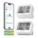 2 Pack Temperature Hygrometer Monitor, Indoor Thermometer and Humidity Sensor with App Notifications, Mini Bluetooth Thermometer Digital Device