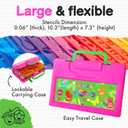 Drawing Stencil Kit for Kids, 60 PC Art Set with 370+ Shapes, Sketch Pad, and Colored Pencils for DIY Arts and Crafts for Boys and Girls, Draw with Letter, Animal and Car Stencils, Pink