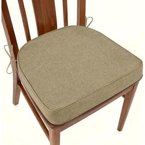 AddGrace Kitchen Chair Cushions Non-Slip Dining Chair Cushions with Machine Washable Cover Indoor D-Shaped Kitchen Seat Pads with Ties 16.5" x 16" x 2" Set of 1 Beige