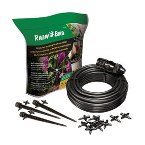 Rain Bird POTTEDKIT Drip Irrigation Container/Potted Plant Watering Kit, Connects to Faucet/Garden Hose, 1/4" Drip Tubing, 360 Micro Bubblers, T-Fittings and Pressure Regulator