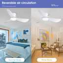 Kviflon 46 Inch Ceiling Fans with Lights, Small Flush Mount Ceiling Fan, Remote/APP Control, 3 Reversible Curved Blades, 6 Speeds, 3 CCT Dimmable Lights for Bedroom, White