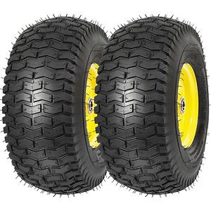 RONPOW 16x6.50-8 Lawn Mower Tire, 4 Ply Tubeless Riding Mower and Tractor Tires, 16x6.50-8 Front Tire and Wheel, 3" Offset Hub, 615 lbs Load, 2Pack Yellow