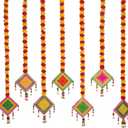 Marubhumi Artificial Marigold Flower Strands Garland for Diwali Decor,5 Feet Long Strands, Garland for Decoration, Diwali Decorations for Home, Christmas Decor Wedding Decor, Yellow & Red - 5 PCS