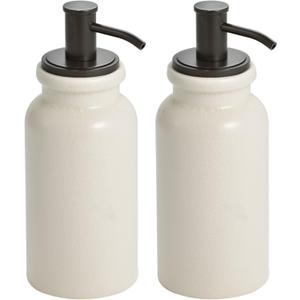 iDesign Dispenser for Bathroom Vanity or Kitchen Countertop-Set of 2-Cream/Bronze Westport Soap Pump M2