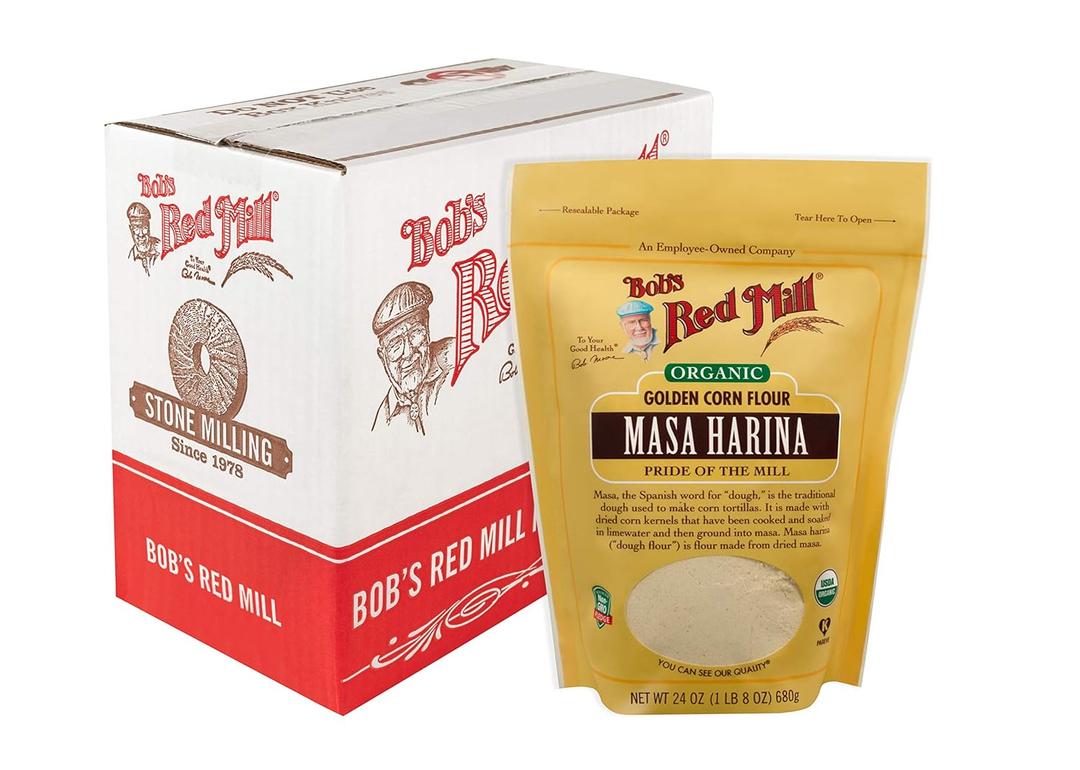 Bob's Red Mill Organic Masa Harina Flour, 24oz (Pack of 4) - Non GMO, Vegan, Kosher (EXP 10/15/25)