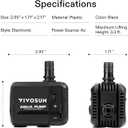 VIVOSUN 210GPH Submersible Pump(800L/H, 8W), Ultra Quiet Water Pump with 3.3ft High Lift, with 5ft Power Cord, 2 Nozzles for Fish Tank, Pond, Aquarium, Statuary, Hydroponics Black