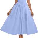 Parthea Women's Floral Halter Corset Midi Dress 2026 Elegant Smocked Flowy Wedding Guest Dresses with Pockets (Medium, Blue)