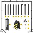 Backdrop Stand 108ft (WH) Adjustable Backdrop Support Ground Kit Photography Photo Shoot Backdrop Stand for Parties with Sandbags, Spring Clips, Carrying Bag