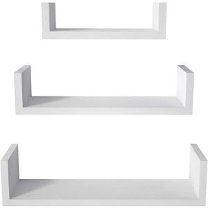 SRIWATANA Floating Shelves Wall Mounted, Solid Wood Wall Shelves, White