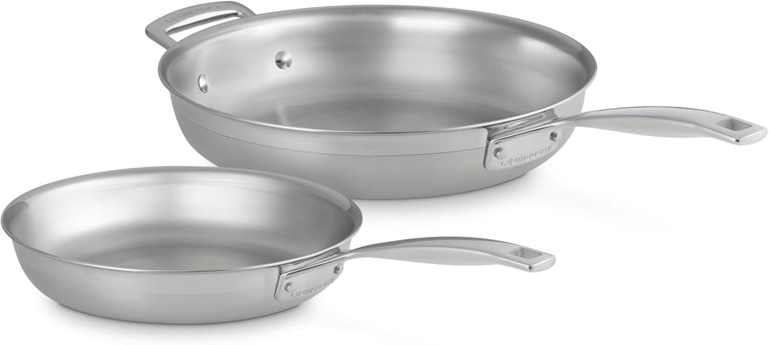 Le Creuset Stainless Steel Classic 3-Ply Set of 2 Fry Pan Set, 9.5" and 11"