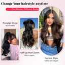 Clip in Hair Extension One Piece 160g, 20 Inch Light Brown Long Wavy Synthetic Hair with 5 Clips, Full Volume Soft Natural Look Clip in Hairpiece for Women.