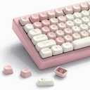 Womier MOA Keycaps, Pink Cute PBT Keycaps Dye-Sublimation 60 65 75 100 Percent, Custom Key caps Set for 61/64/68/84/87/100/104/108 Cherry MX Mechanical Keyboard (Pink)
