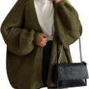 PRETTYGARDEN Womens Oversized Cardigan Sweaters 2025 Fall Long Lantern Sleeve Knit Open Front Lightweight Sweater (Green, L)