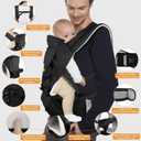 Baby Carrier Newborn to Toddler with Hip Seat, Soft 6-in-1 Ergonomic All Positions Infant Carrier 7-33 Ib with Hood and Multiple Pockets for All Seasion Use for Dad and Mom Black