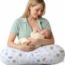 Little Grape Land Nursing Pillow for Breastfeeding, Ergonomic Feeding Pillow with Removable Cover, Baby Feeding Pillow with Hidden Zipper Guard and Supportive Breathable Filling, Shell, Upgraded