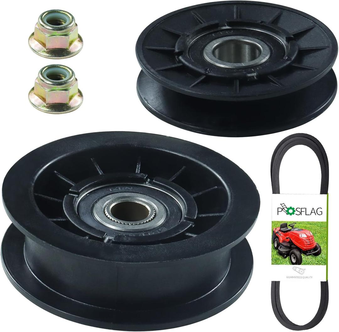 GX20286 V Idler Pulley with GX20287 Idler Pulley GX20006 Drive Belt Replaces AUC20393 AM103019 AUC2039 UC30568 for John Deere L130 D140 LA115 LA130 D110 LA145 D170 L111 L120 D130 D155 Tractor