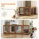 HOOBRO Indoor Dog Gate with Support Feet, 24 Inch 4 Panels, Freestanding Pet Gate for Doorway, Stairs, Folding Dog Fence, 360 Hinge for Easy Access, Sturdy Iron Pipe, Rustic Brown BF54PP03