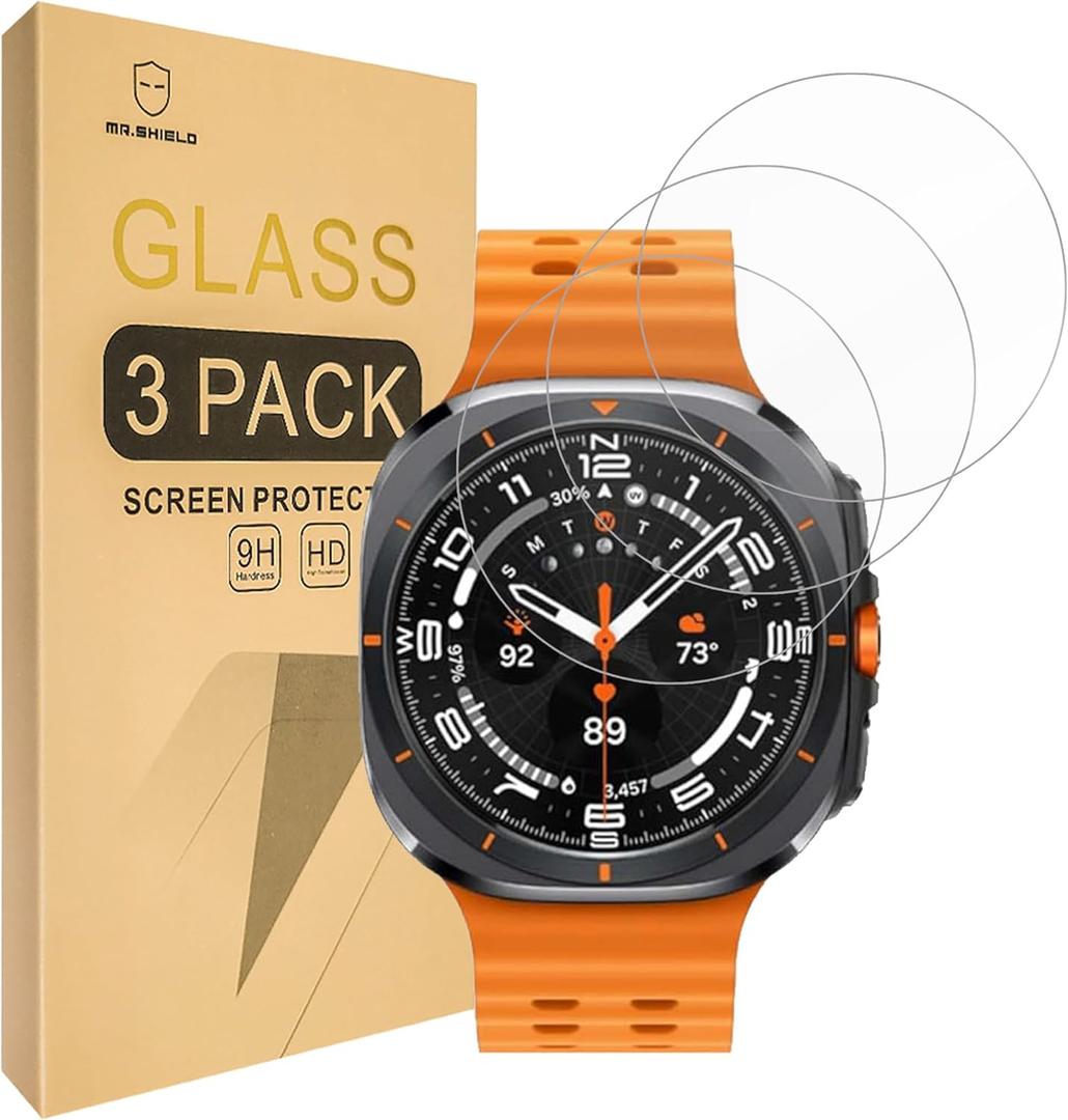 Mr.Shield Screen Protector compatible with Samsung Galaxy Watch Ultra [47mm] LTE [Tempered Glass] [3-Pack] [Japan Glass with 9H Hardness]