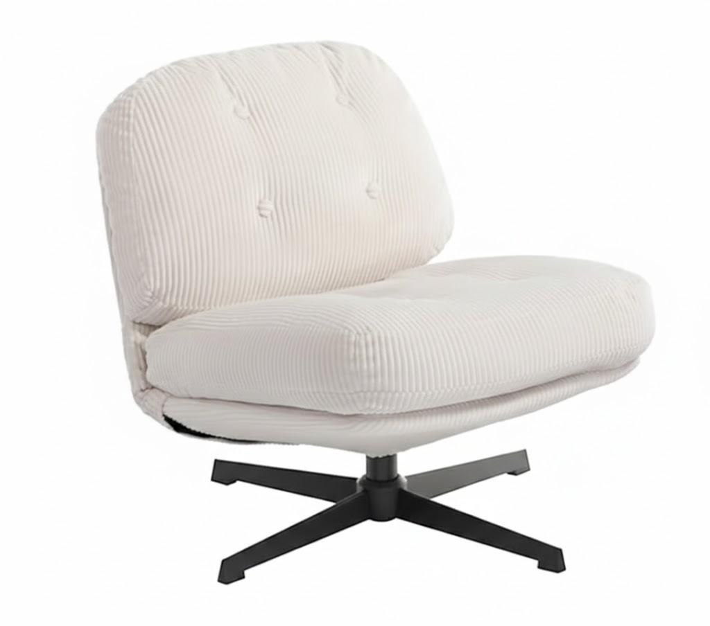 HollyHOME Modern 360°Swivel Accent Chair with Ottoman, Upholstered Comfy Reading Chair and Footstool, Fabric Lazy Chair Lounge Sofa Chair for Living Room, Bedroom, Beige