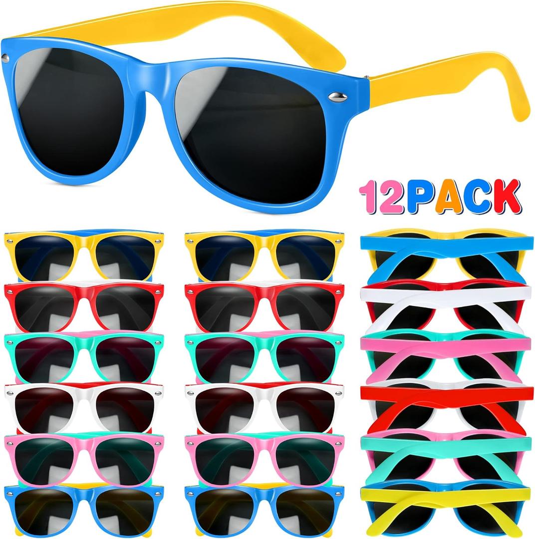 GIFTINBOX Kids Sunglasses Bulk, 12Pack Kids Sunglasses Party Favor with UV400 Protection for Boys and Girls, Gift for Birthday, Beach, Pool Party favors, Goody Bag Stuffers