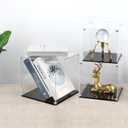 Clear Self-Assembly Acrylic Boxes for Display, Transparent Display Case with Black Base and Lid, Cube Countertop Storage Boxes Glass Case for Collectibles Models Doll Boy Figurine, 9x9x9Inch