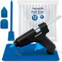 Full Size Hot Glue Gun for Crafts. A full size glue gun kit with built-in stand, 12 Full Size Glue Sticks, Silicone Mat, 3-In-1 Crafting Tool, Round & Pointed Tip Finger Guard.