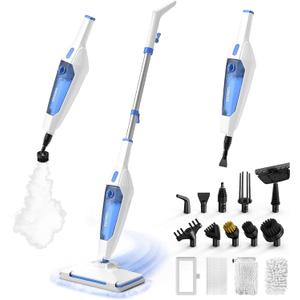 SENMO Steam Mop, 14-in-1 Detachable Steam Cleaner for Home and Floor, 1300W 228F Deep Cleaning MultiPurpose Floor Steamer with 14 Attachments for Hardwood Floors, Tile, Grout, Furniture, Carpet, Wall (White)