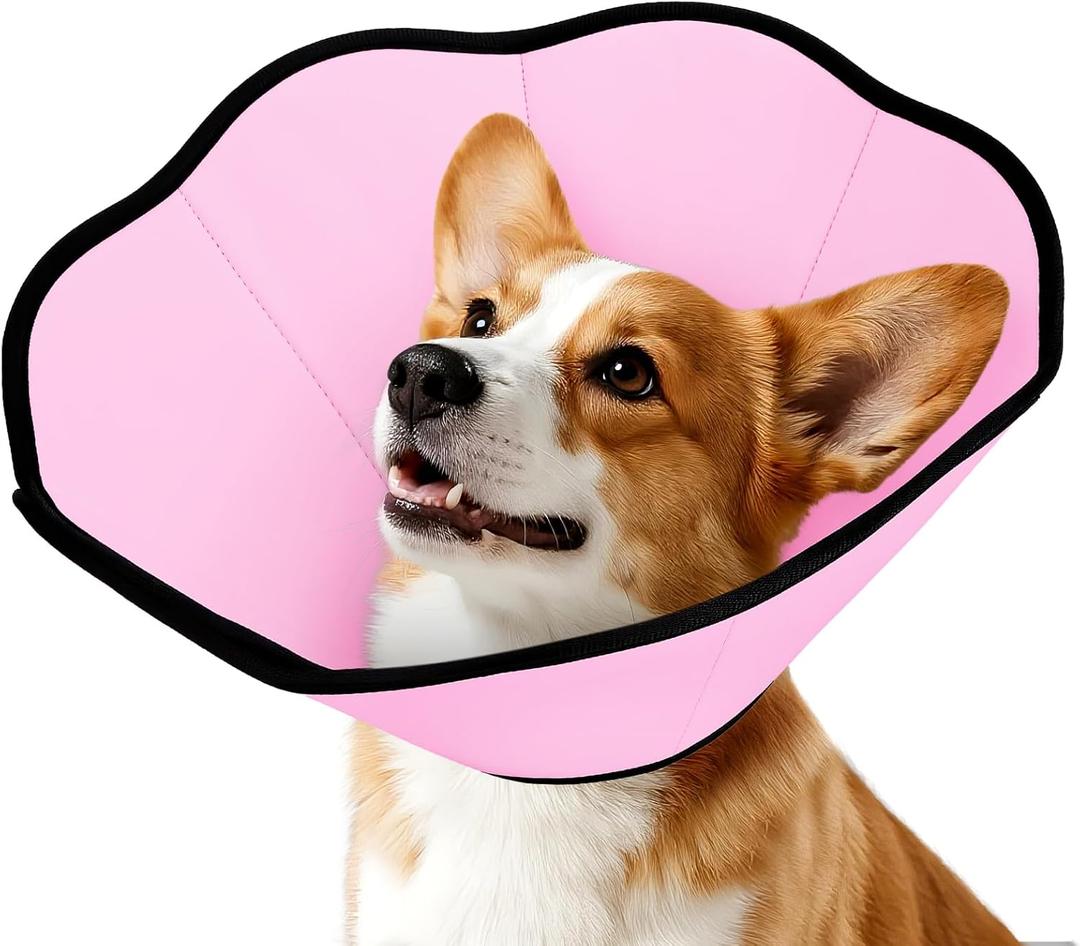 MIDOG Dog Cone Collar After Surgery, Soft Dog Cone Alternative to Stop Licking,Adjustable Elizabethan Recovery Cones for Small to Large Sized Dogs (Pink) Medium
